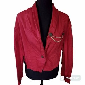 Vintage 80s 90s Cropped Blazer with Chain